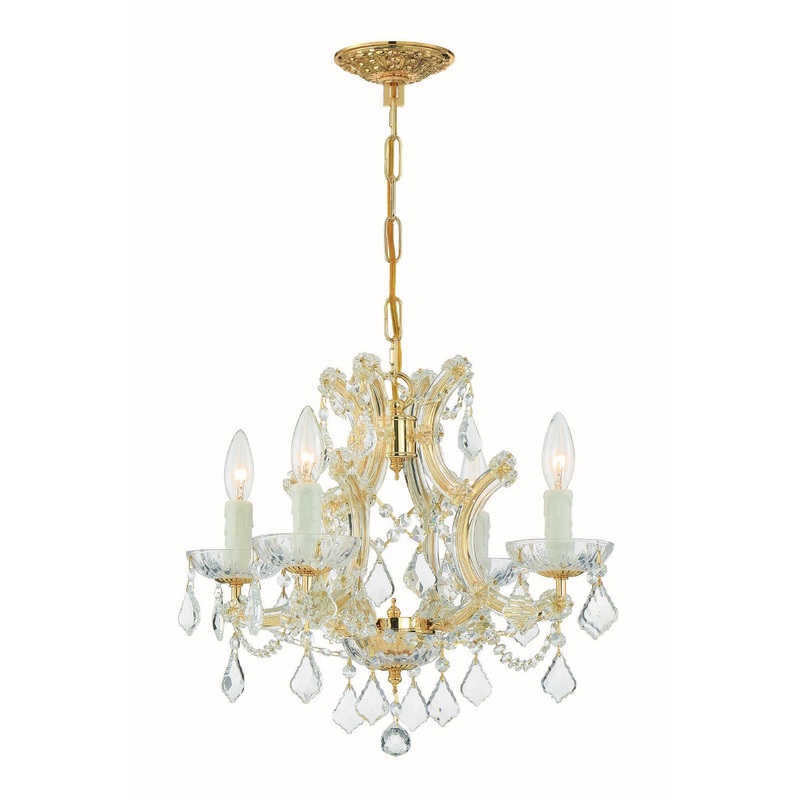 Crystorama 4474-GD-CL-SAQ Maria Theresa Four Light Mini Chandelier Gold