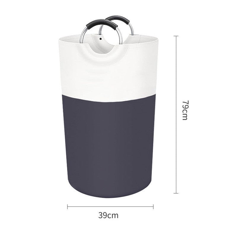 Grey and White Large 90L Freestanding Laundry Hamper – Collapsible Clothes Basket with Aluminum Soft-Grip Handles