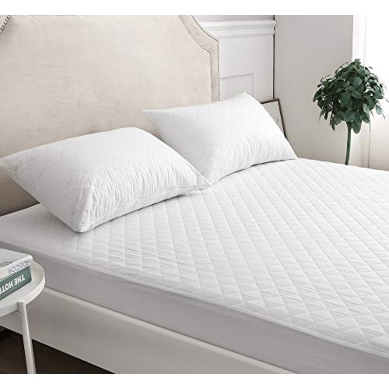 mTextile – Coprimaterasso trapuntato in policotone, 30 cm, per letto singolo, matrimoniale, king e super king, Cotone Policotone, bianco, Doppio
