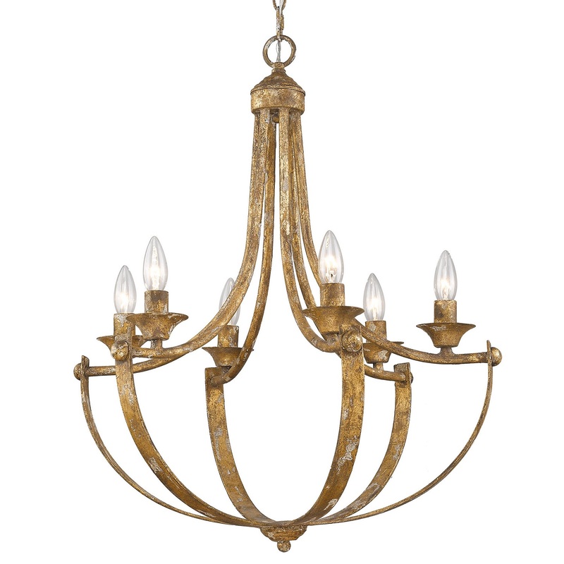Six Light Chandelier from the Victoria Collection in Heirloom Gold Finish by Golden