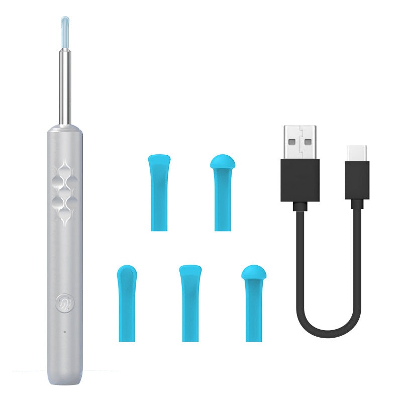 Smart Visual Ear Cleaner with HD WiFi Camera – Gentle Silicone Tips, USB-C Rechargeable Otoscope for Safe Ear Wax Removal(White low-level version)