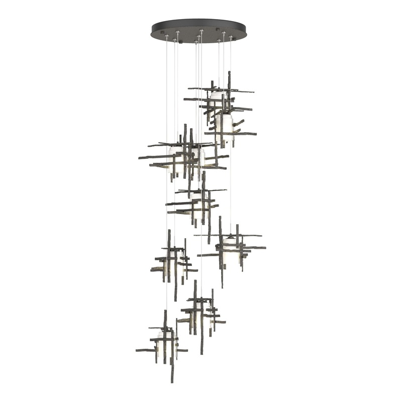 Tura 9-Light Frosted Glass Pendant Natural Iron
