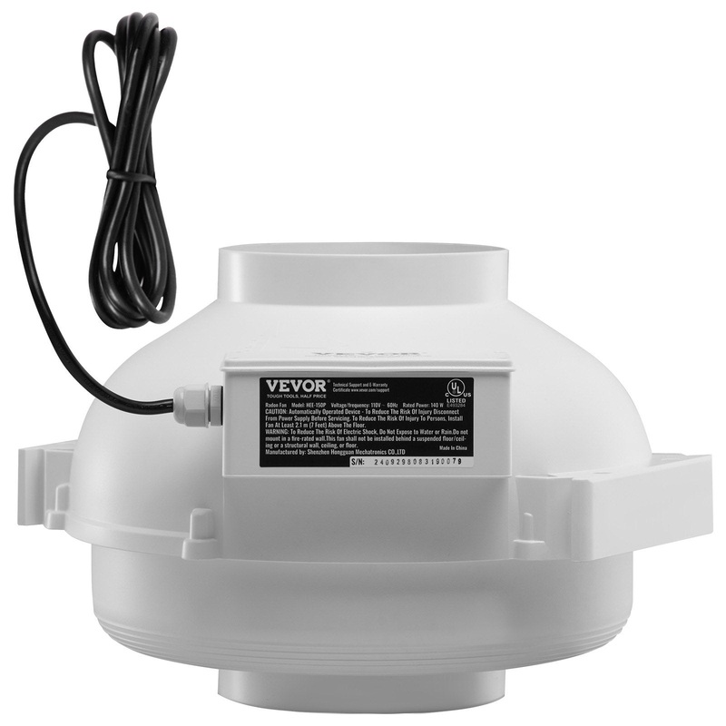 VEVOR 4″ to 4.5″ Radon Mitigation Fan System Quiet 380CFM Inline Duct Waterproof
