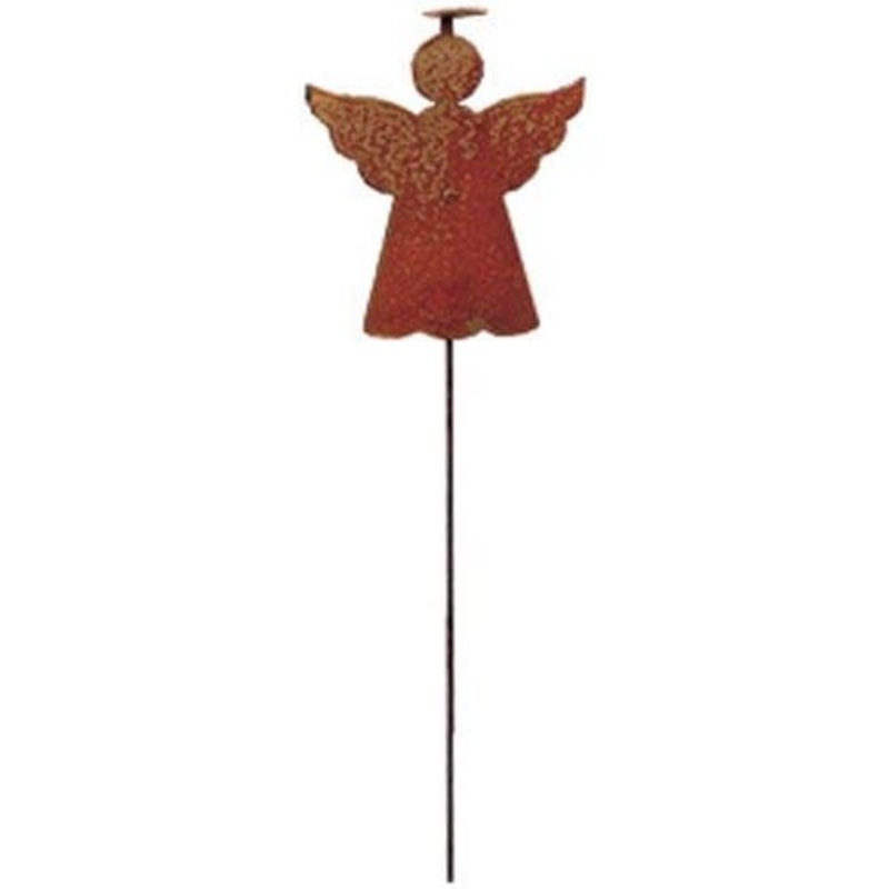 Village Wrought Iron RGS-73 Angel With Halo Rusted Garden Stake