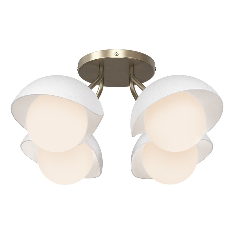 Brooklyn 4-Light Single Shade Semi-Flush Soft Gold White