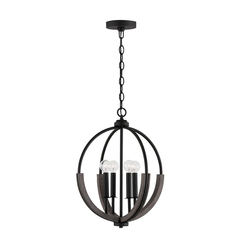 Capital Lighting 347642CK Clive 4 Light Pendant Carbon Grey and Black Iron