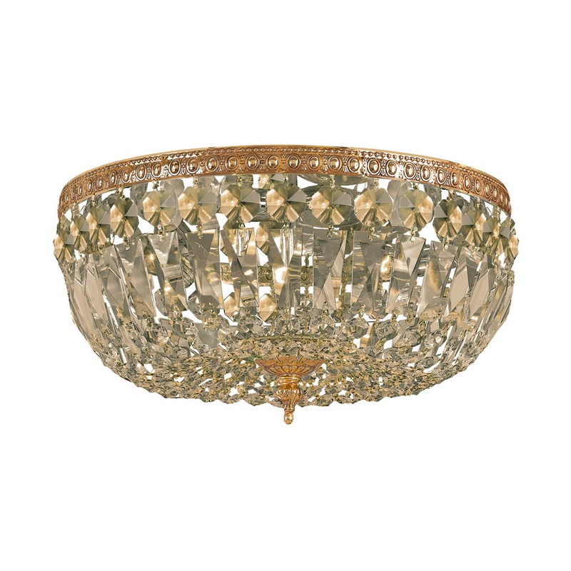 Crystorama 714-OB-GT-MWP Ceiling Mount Three Light Flush Mount Olde Brass