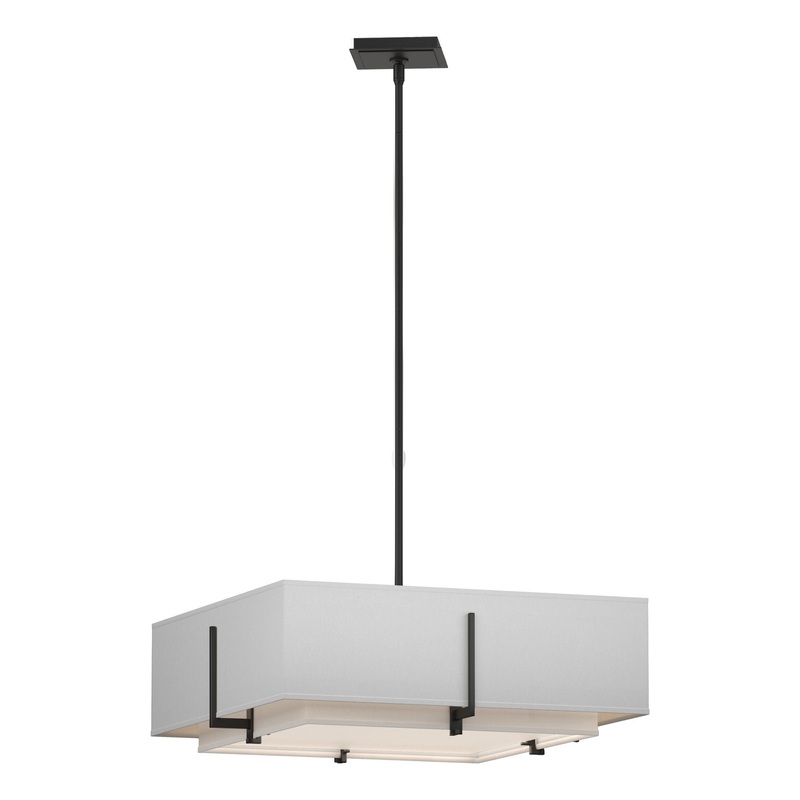 Exos Square Double Shade Pendant Black Natural Anna Inner Shade & Natural Anna Outer Shade