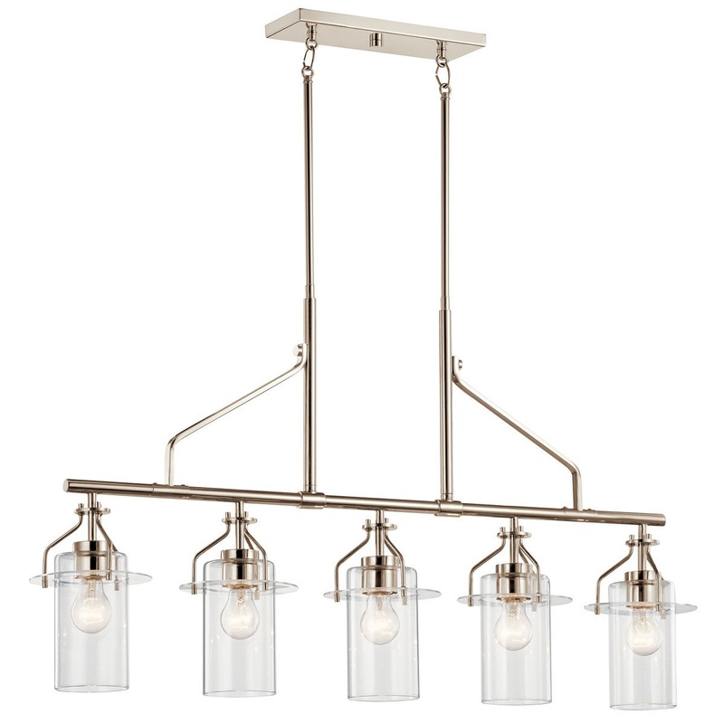 Kichler 52379PN Five Light Linear Chandelier, Polished Nickel
