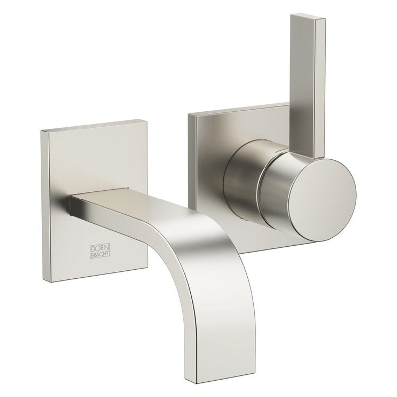 Lavatory Faucet MEM Wall Mount Mixer 1 Lever ADA Brushed Platinum 1.2 Gallons per Minute Less Drain 2 Hole