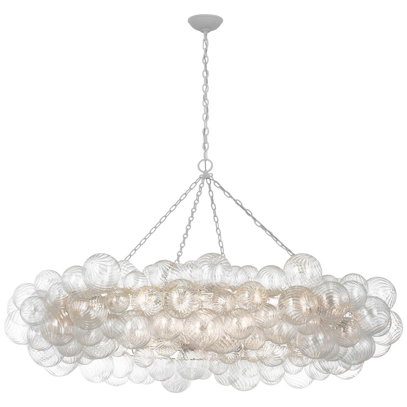 LED Chandelier from the Talia Collection in Plaster White And Clear Swirled Glass Finish by Visual Comfort Signature