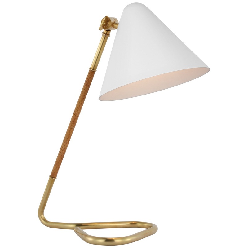 LED Desk Lamp from the Laken Collection in Hand-Rubbed Antique Brass And Natural Rattan Finish by Visual Comfort Signature