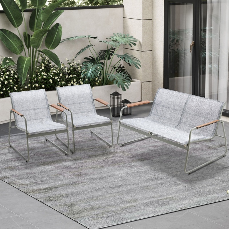 Livsip 4 Seater Outdoor Lounge Patio Set Bench Textilene Sofa