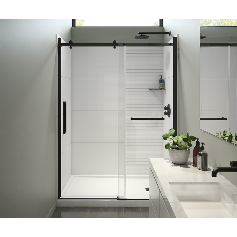 MAAX 138956-900-340-000 Halo Pro 56 -59 x 78  in. 8 mm Sliding Shower Door with Towel Bar for Alcove Installation with Clear glass in Matte Black