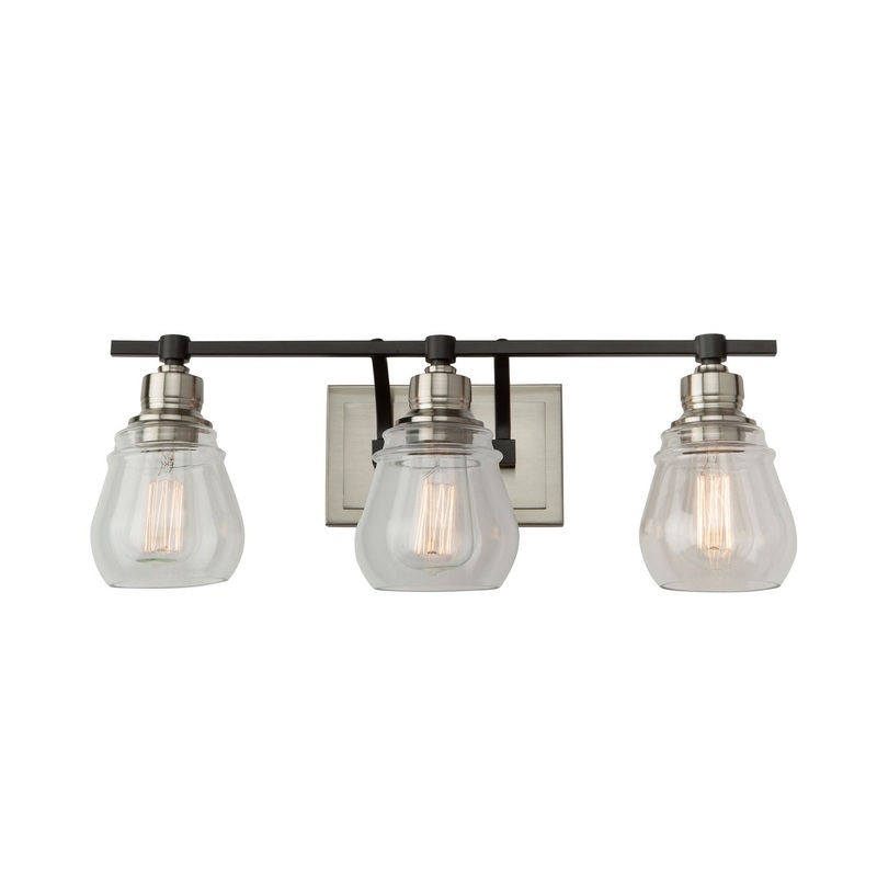 Nelson Bathroom Vanity Light – Black and Brushed Nickel / 3-Light