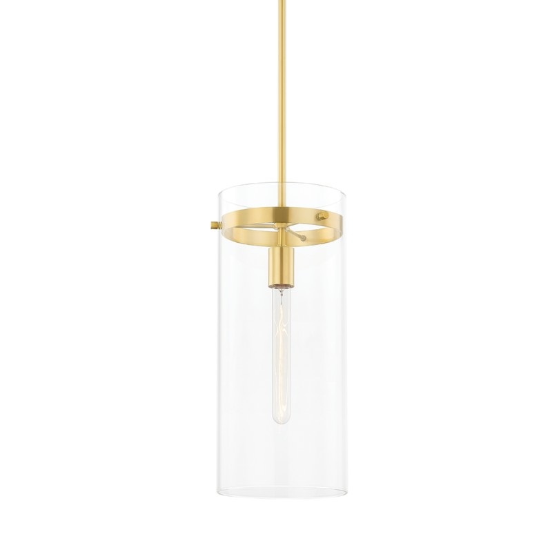 One Light Pendant from the Haisley Collection in Aged Brass Finish by Mitzi