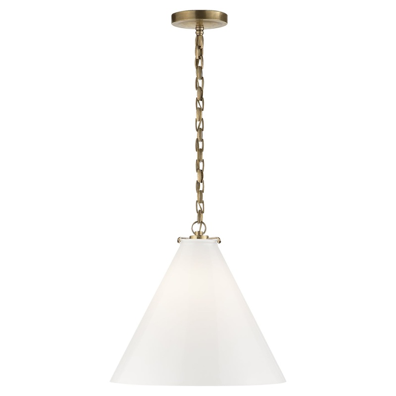 One Light Pendant from the Katie Conical Collection in Hand-Rubbed Antique Brass Finish by Visual Comfort Signature