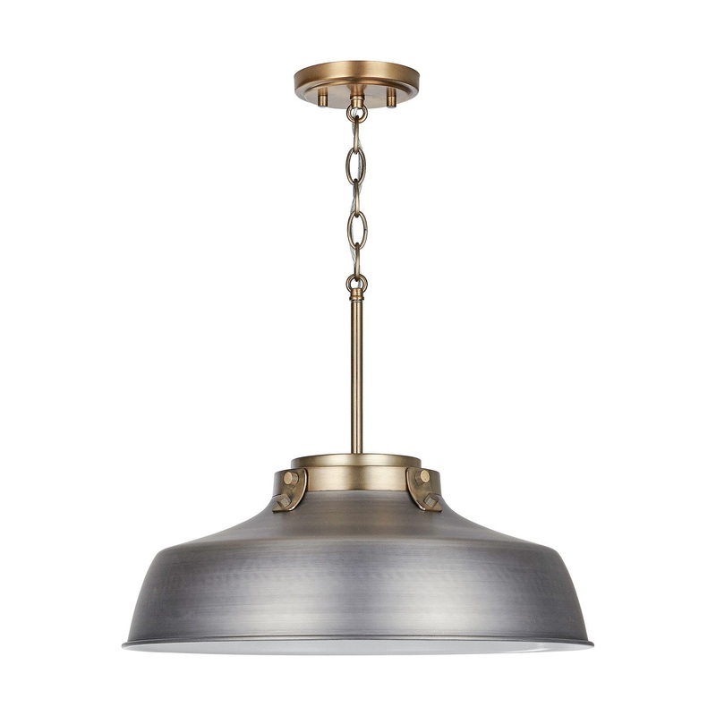 One Light Pendant from the Oakwood Collection in Antique Nickel Finish by Capital Lighting
