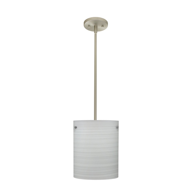 One Light Pendant from the Tamburo Collection in Satin Nickel Finish by Besa