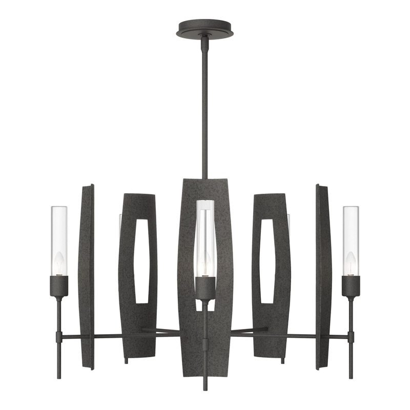 Passage 5-Light Circular Pendant Natural Iron Clear Glass (ZM)