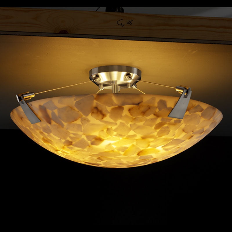 Semi-Flush Mount from the Alabaster Rocks! Collection in Brushed Nickel Finish by Justice Designs