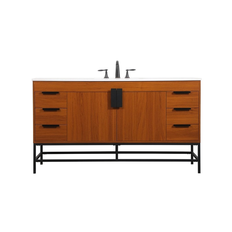 Single Bathroom Vanity from the Eugene Collection in Teak Finish by Elegant Lighting