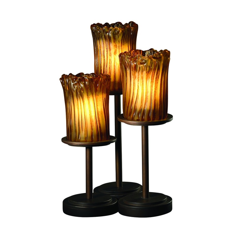 Three Light Table Lamp from the Veneto Luce Collection in Dark Bronze Finish by Justice Designs