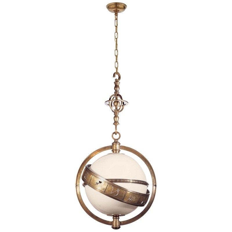 Two Light Lantern from the Zodiac Collection in Antique-Burnished Brass Finish by Visual Comfort Signature