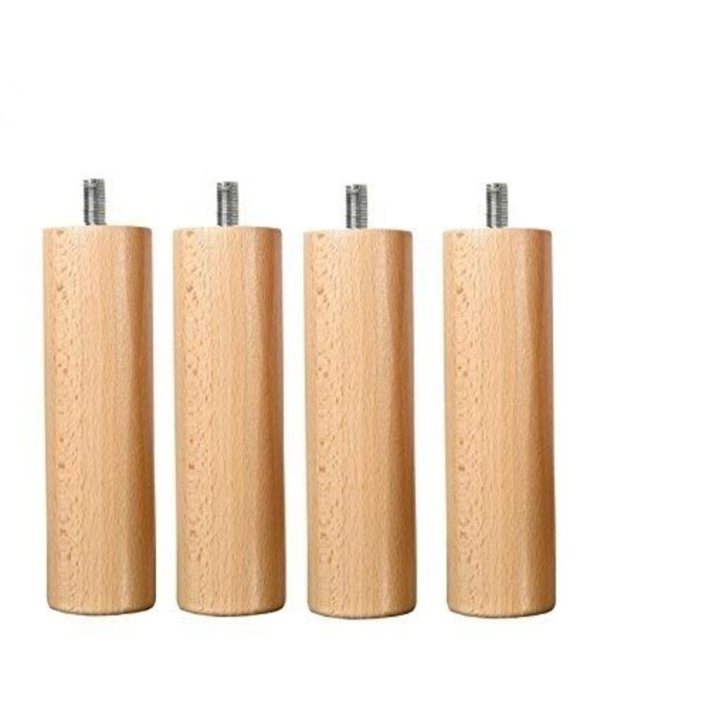 4 piedi per letto da 25 cm, in legno naturale, diversi tipi di fissaggio (richiede filettato M10 2,5 cm)