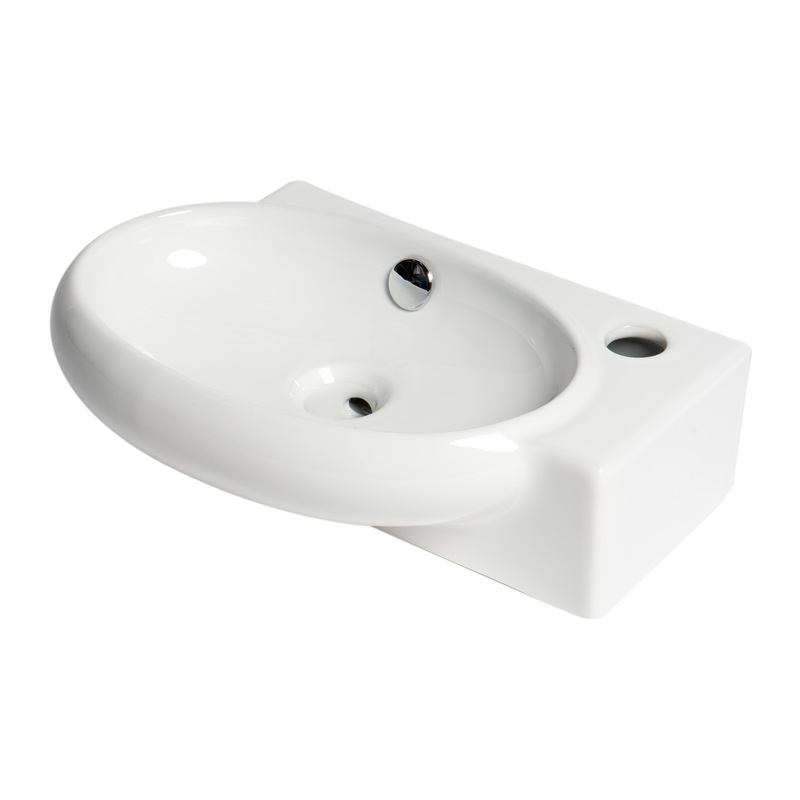 ALFI brand ABC117 White 17″ Small Wall Mounted Ceramic Sink with Faucet Hole