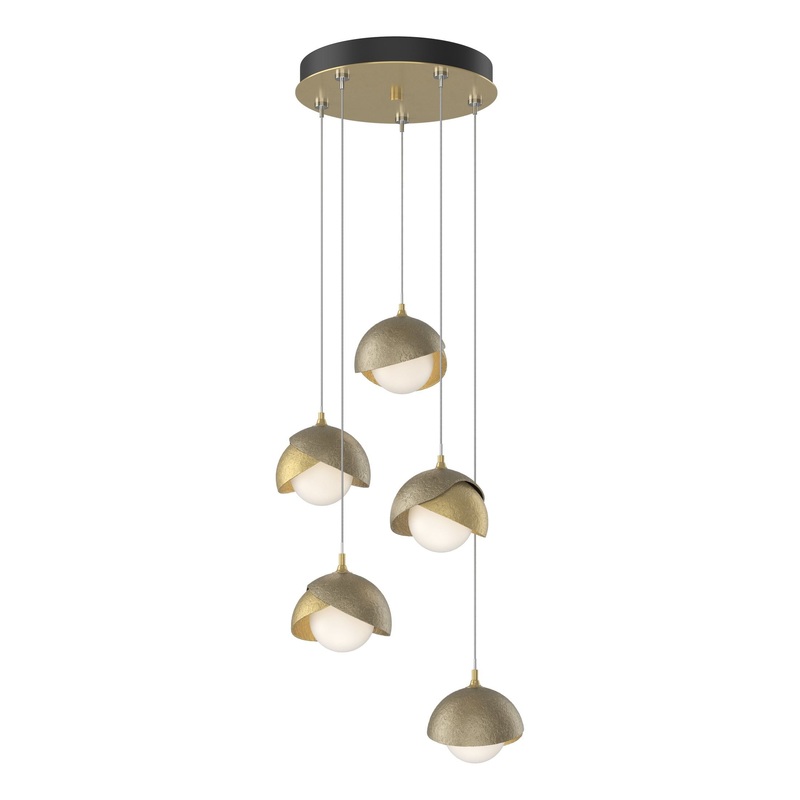 Brooklyn 5-Light Double Shade Pendant Modern Brass Soft Gold