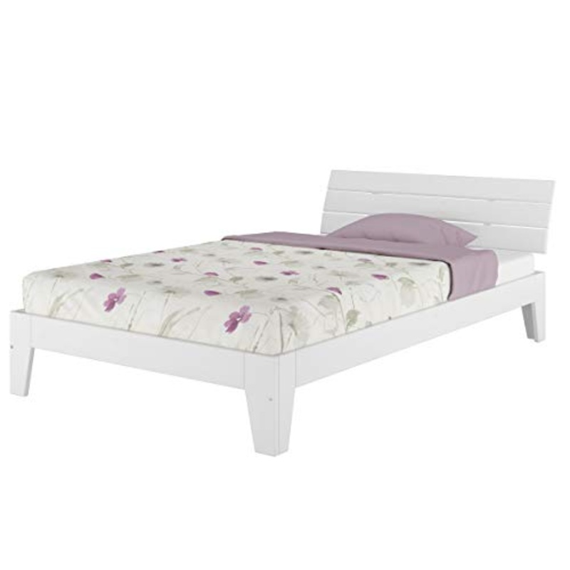 Erst-Holz Elegante Letto Una Piazza e Mezza bianco120x200 in Pino con doghe di Legno rigide 60.54-12W