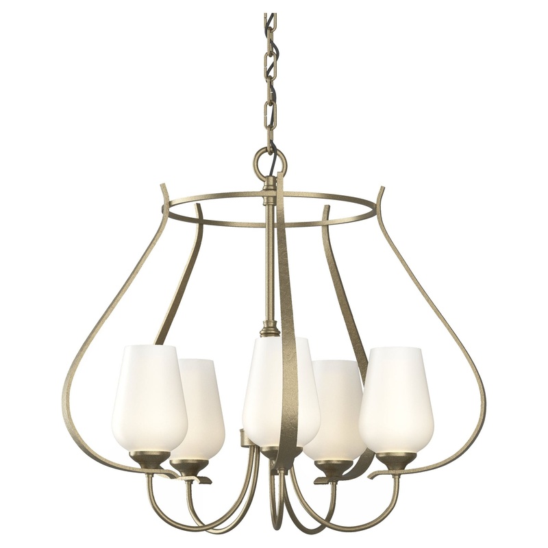 Flora 5-Arm Chandelier Soft Gold Opal Glass (GG)