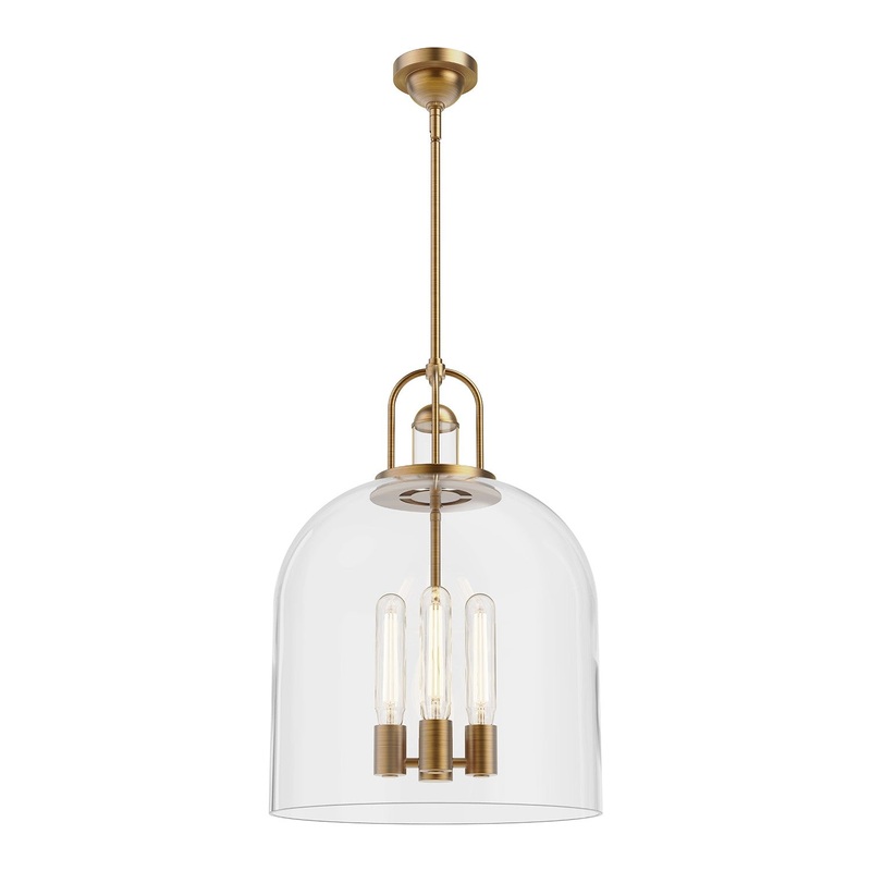 Four Light Pendant from the Lancaster Collection in Aged Gold|Chrome|Matte Black Finish by Alora