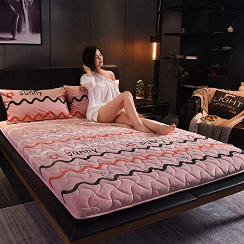 HKX Tappetino in Peluche Addensato, Materasso Futon Tappetino per Dormire sul Pavimento-D Matrimoniale Piccolo 120×200 cm (47×79 Pollici)