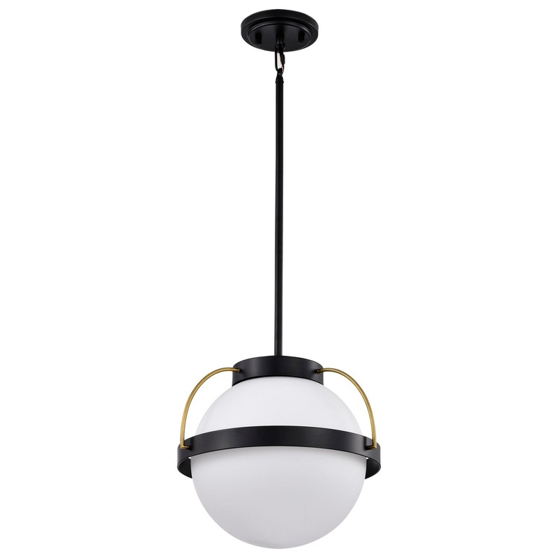 One Light Pendant from the Lakeshore Collection in Matte Black Finish by Nuvo Lighting