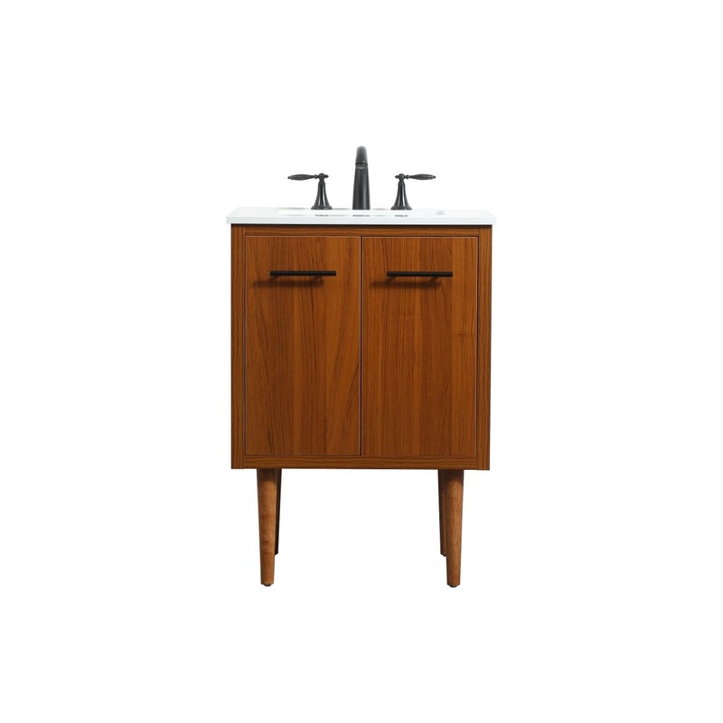 Single Bathroom Vanity from the Cyrus Collection in Teak Finish by Elegant Lighting