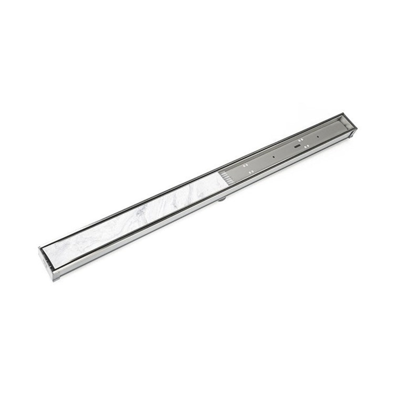 STIF65 48″ Site Sizeable Linear Drain Kit with Tile Insert Frame – Satin Stainless Steel/PVC