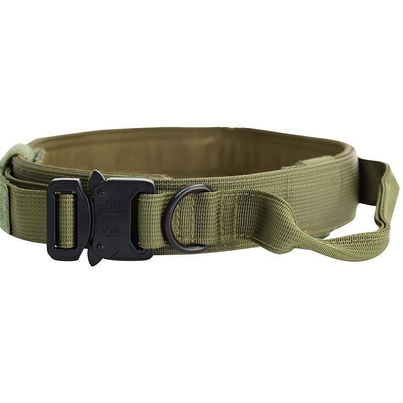 XL Green Tactical Dog Collar – Heavy Duty Nylon Pet Collar for Medium & Large Dogs, Adjustable (3.8cm Width)
