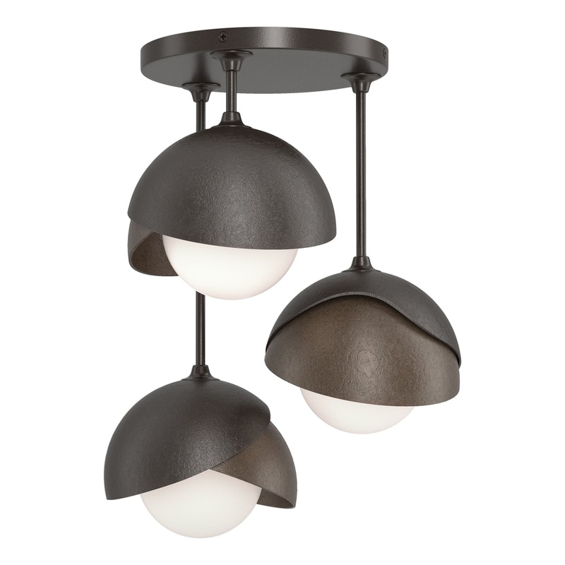 Brooklyn 3-Light Double Shade Semi-Flush Oil Rubbed Bronze Bronze