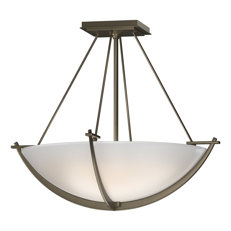 Compass Small Semi-Flush Soft Gold Opal Glass (GG)