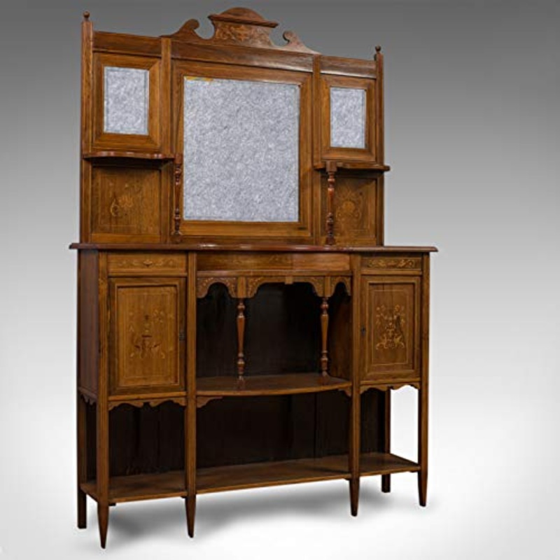 Credenza antica, Inglese, Palissandro, Com, Inchiostro, Intarsio Bosso Vittoriano, C.1900