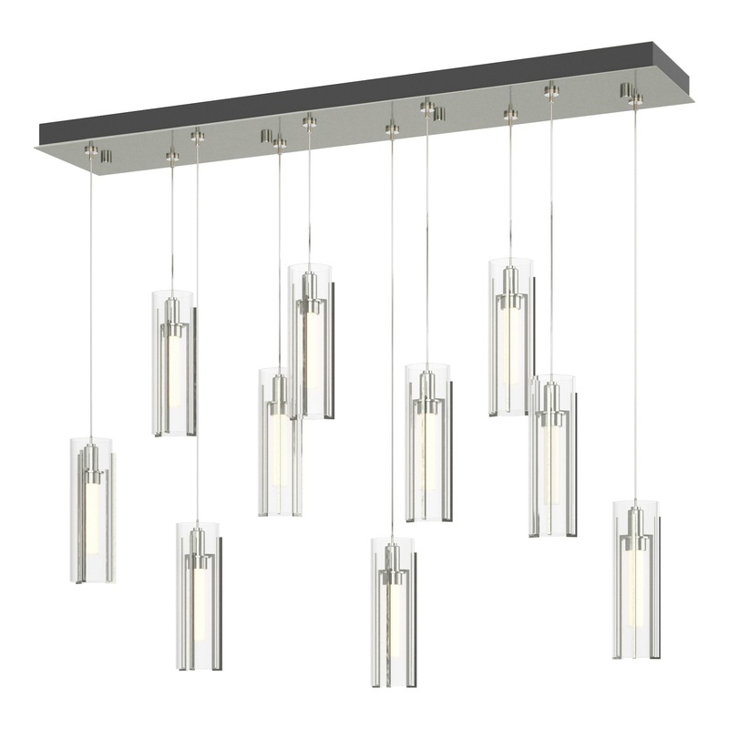 Exos Glass 10-Light Pendant Sterling Clear Glass (ZM)