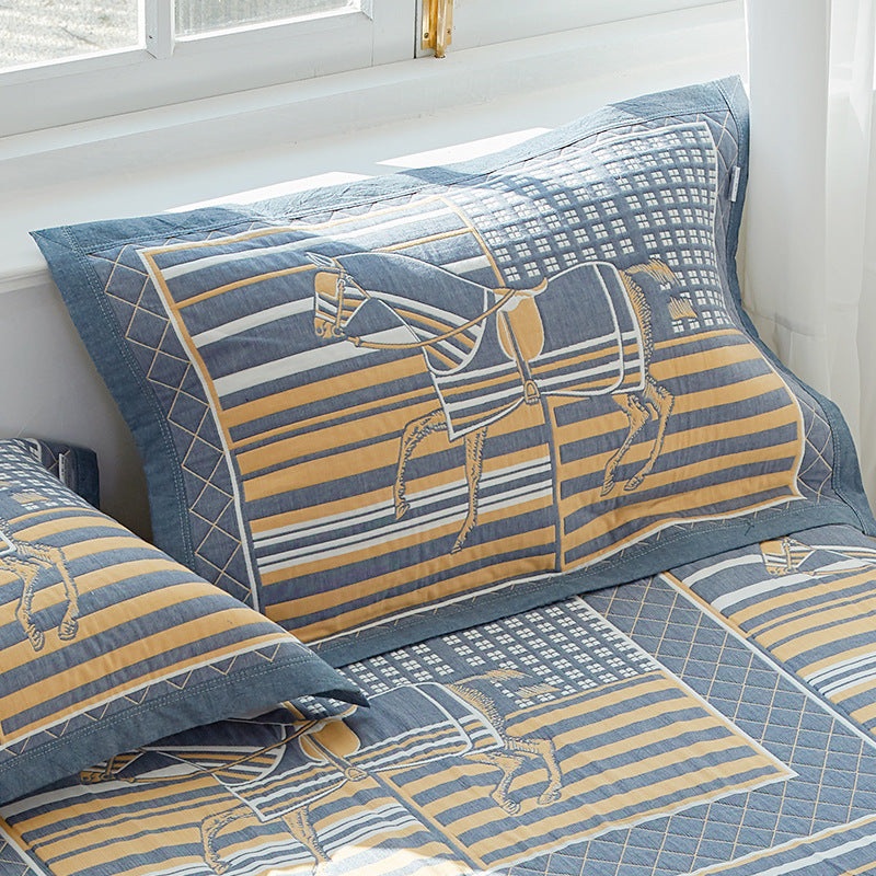 Horse Race Stallion Premium 6-Layer Cotton Gauze Pillowcase Pair – Ultra Soft & Breathable (56x80cm)
