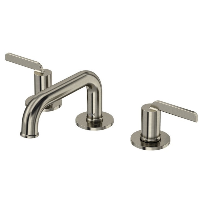 Lavatory Faucet Authentica Widespread 8-16 Inch Spread 2 Lever ADA Watersense Brushed Nickel 1.2 Gallons per Minute Deck Mount Push 3 Hole