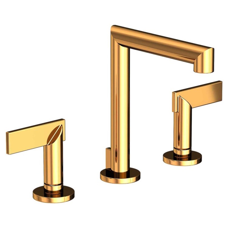Lavatory Faucet Keaton Widespread 8 to 20 Inch Spread 2 Lever ADA WaterSense Polished Gold PVD 1.2 Gallons per Minute Pop-Up 3 Hole