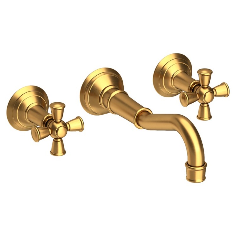 Lavatory Trim Jacobean Wall Mount 2 Cross Satin Gold PVD ADA Low Arc 1.2 Gallons per Minute