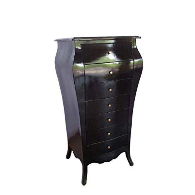 Louises Barock Rokoko – Cassettiera in stile antico, colore: nero, altezza 144 cm