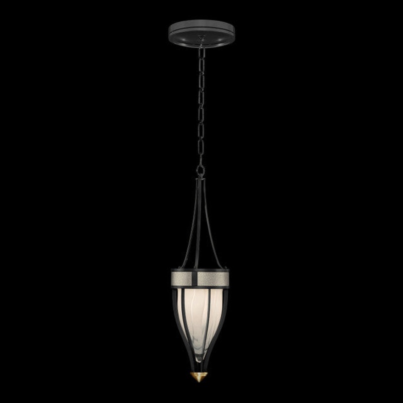Mirage 7.5″W Round Pendant Black Iron/Brass/Coco