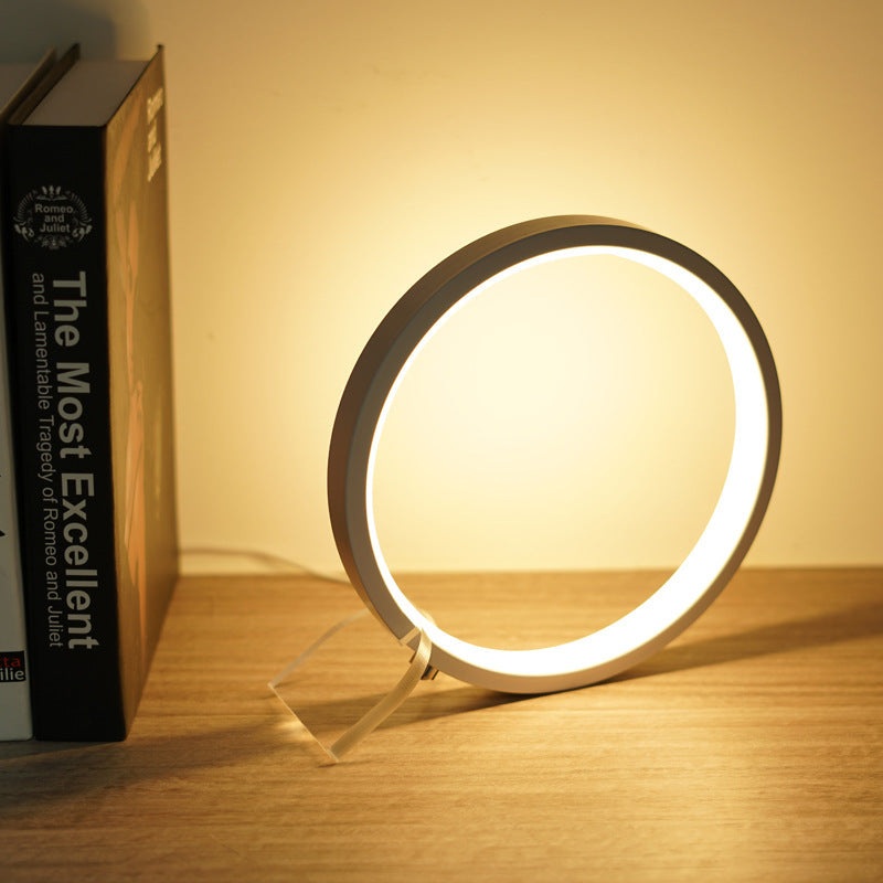 Modern LED Ring Desk Lamp – USB Powered, 3 Color Modes, Dimmable